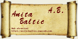 Anita Baltić vizit kartica